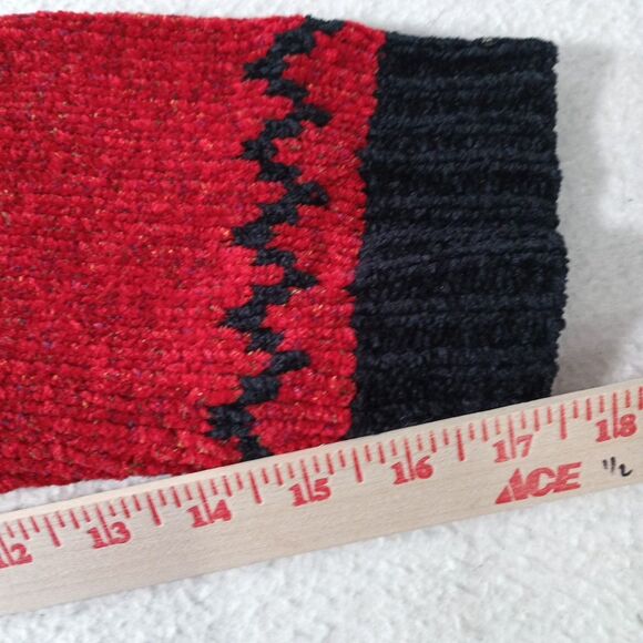 Sigrid Olsen Sport Red Chenille Sweater L Nordic Tree Knit Pullover Christmas - Picture 13 of 14